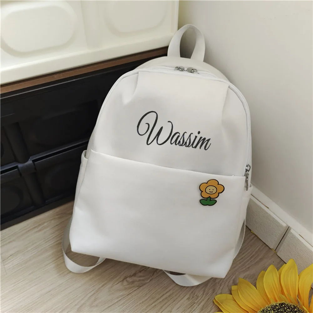 

Embroidered Solid Color Korean Version Fresh College Style Backpack With Personalized Custom For Daily Leisure Travel Small Bag