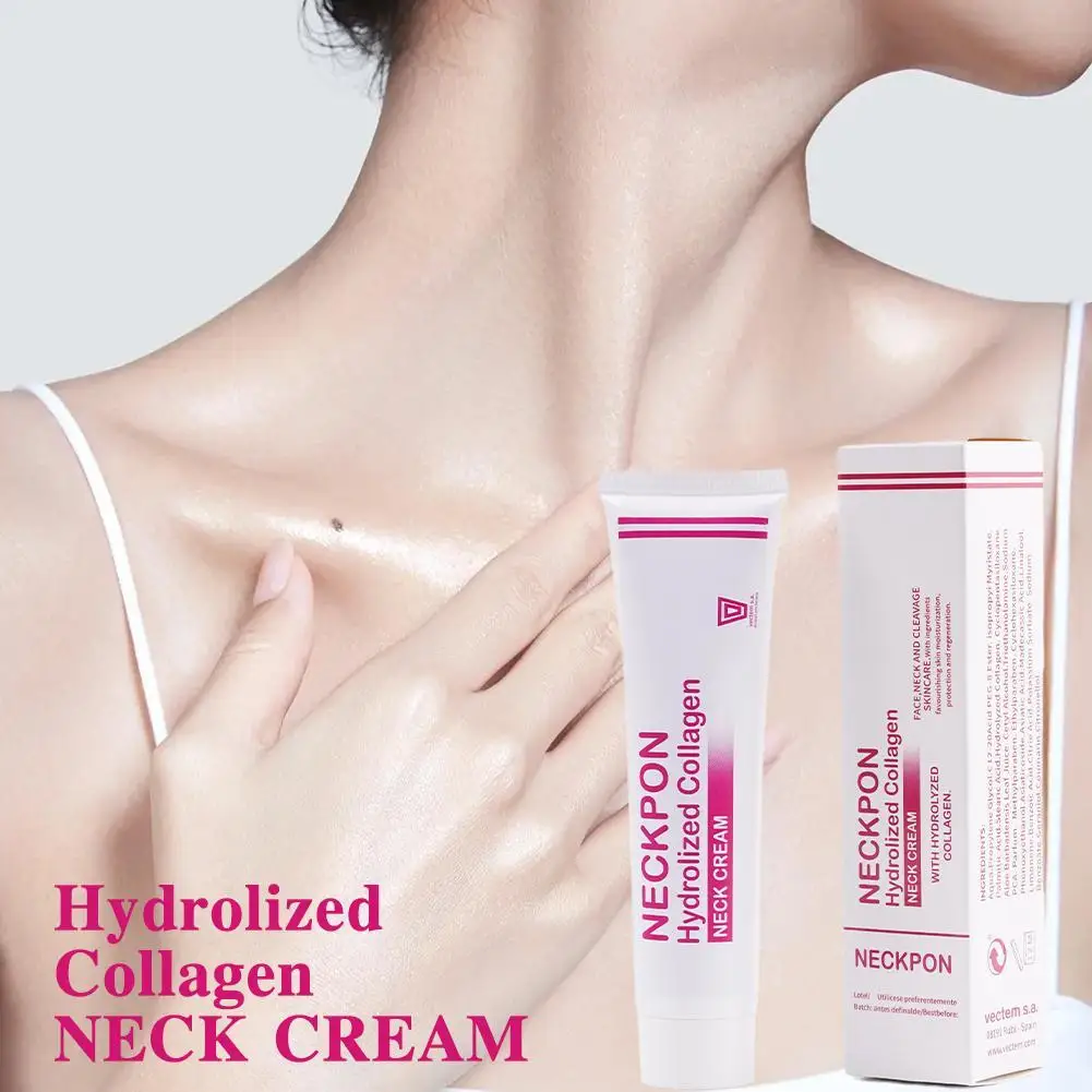 40g Hydrolyzed Collagen Neck Cream Anti-Wrinkle Smooth Anti-Aging Whitening Cream Beauty Wrinkle Firming Skin Becomes Younger