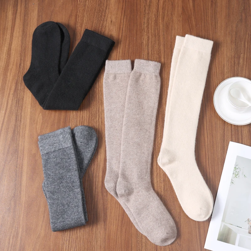 

Autumn And Winter New Wool Socks Women Socks Solid Color Stockings Warm And Comfortable Cashmere Breathable Sweat Absorption