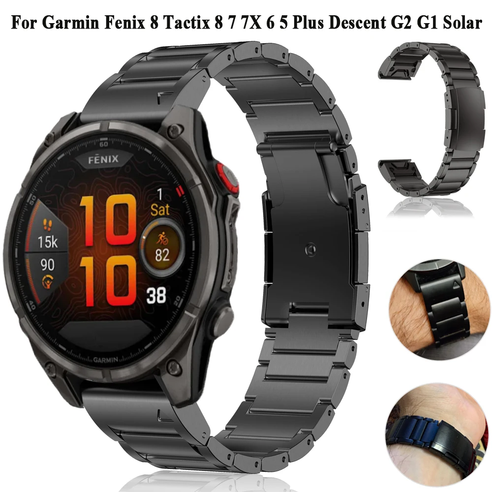 

QuickFit 26 22mm Fenix8 Watch Strap For Garmin Fenix 8 7 7X Pro 6X 6Pro 5X Bracelet Titanium Alloy Descent G2 G1 Solar Wristband