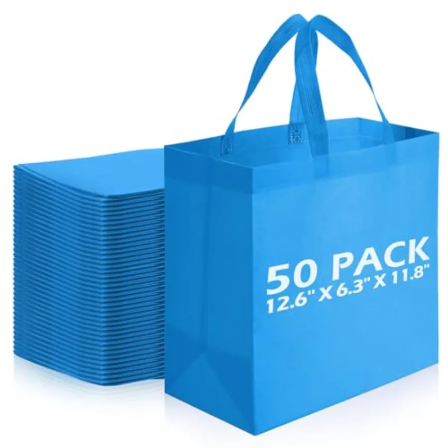 

50 Pieces Reusable Totes Bag Bulk Shopping Bags Non Woven Grocery handbag with Handles Foldable for Boutiques