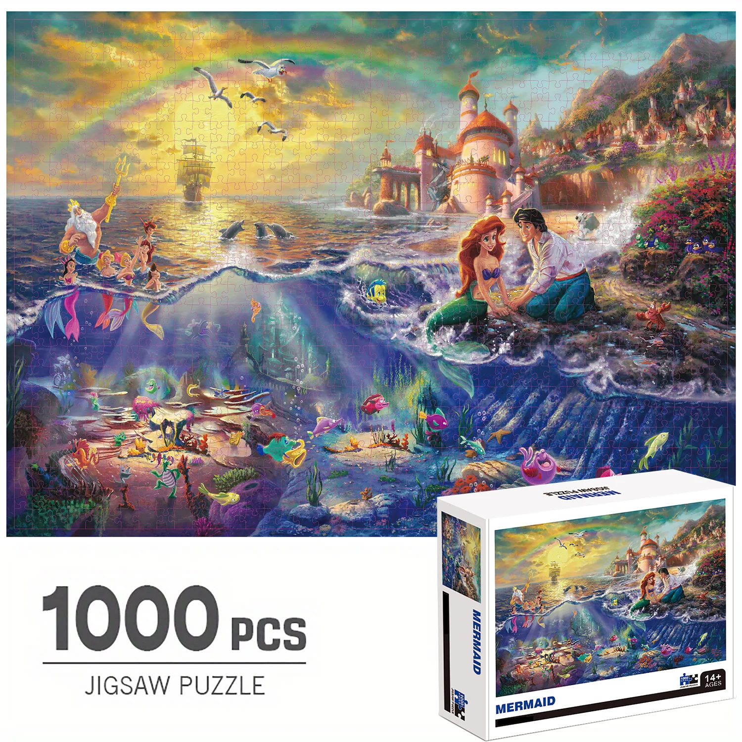 

1000 Pieces Jigsaw Puzzles, Mermaid, Adults Large Puzzle Toys Gift Intellectual Decompressing Fun Family Game