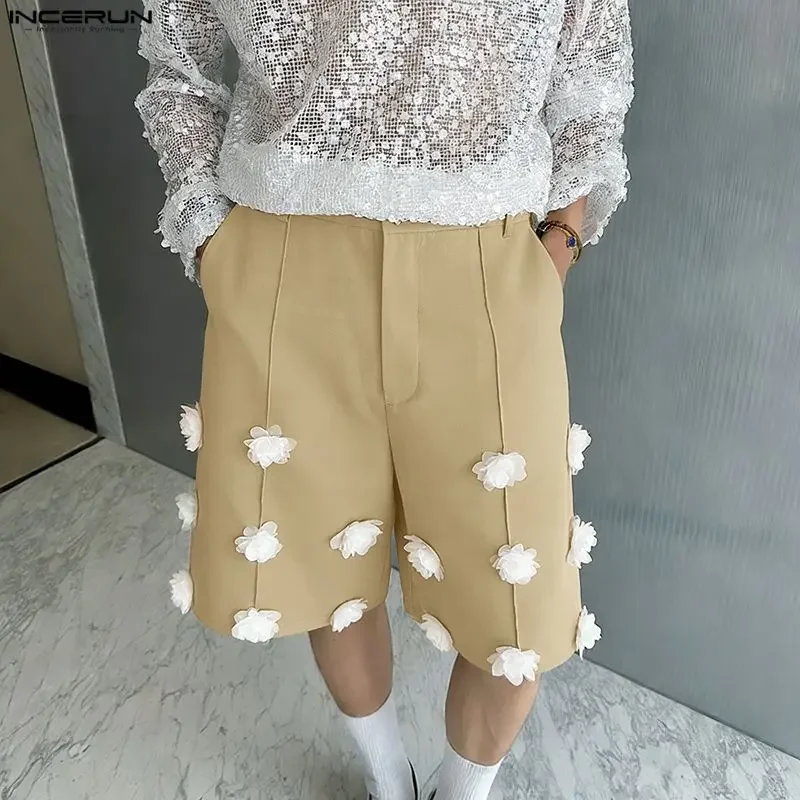 

INCERUN Men Shorts Flower Patchwork Button Joggers Men Bottoms Streetwear Loose 2026 Fashion Summer Casual Male Shorts S-5XL