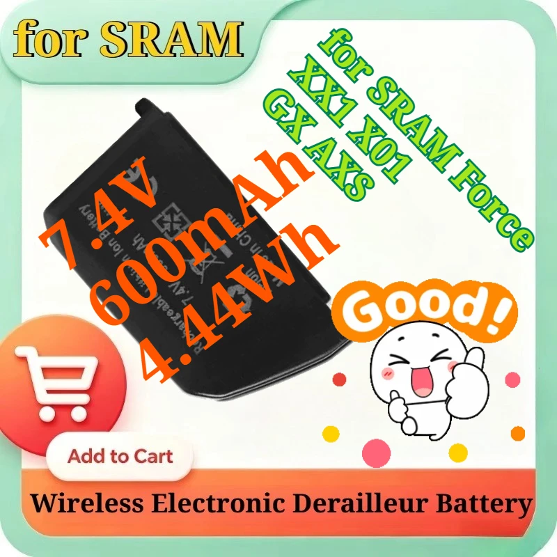 7.4V 600mAh 4.44Wh High Capacity Li-ion Replacement Battery for SRAM Force XX1 X01 GX AXS Wireless Electronic Derailleur Battery