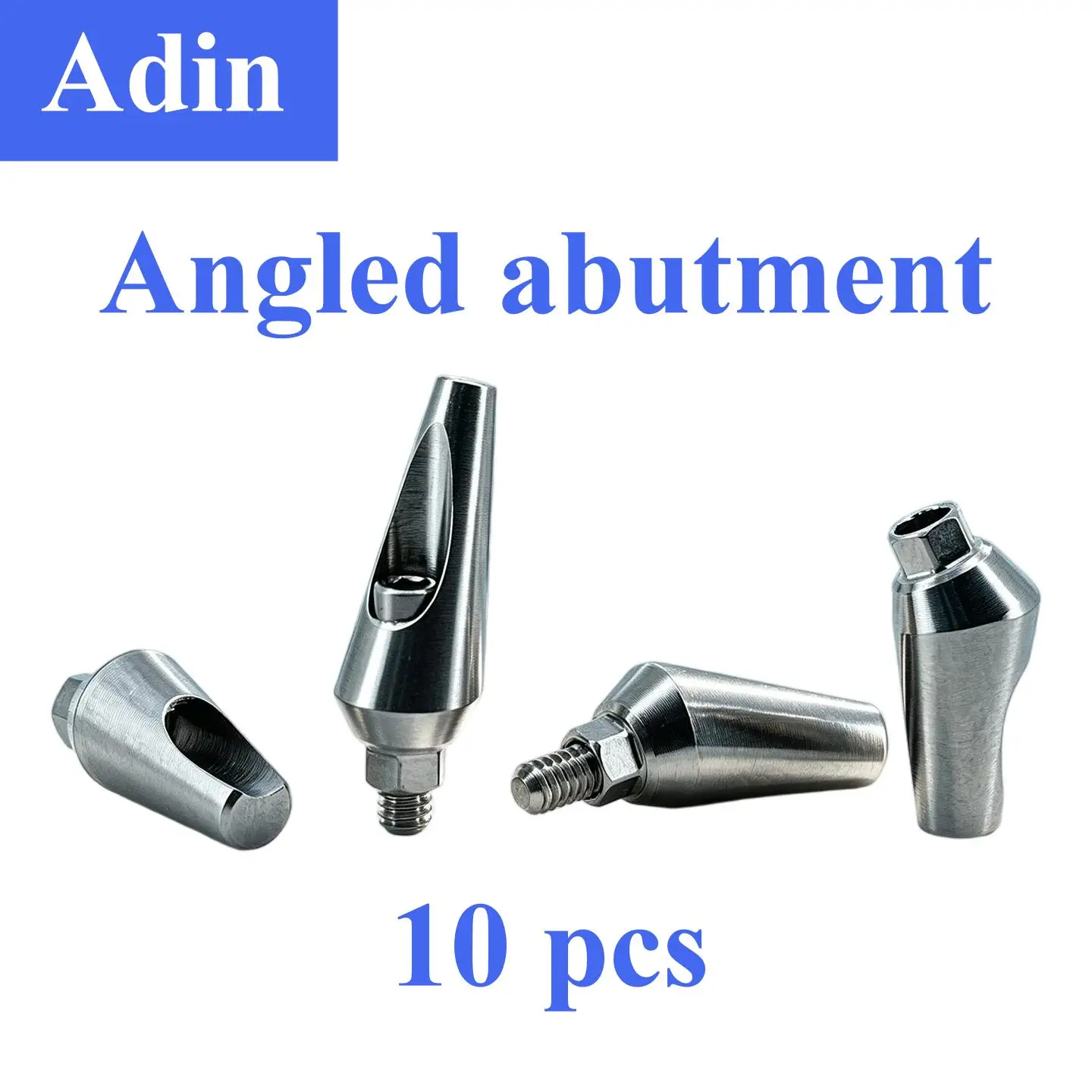 10Pcs Dental Angled Abutments Compatible With Adin Fixtures Stock Titanium Hex Engaging Abutment Screws Restorative Supplies Kit