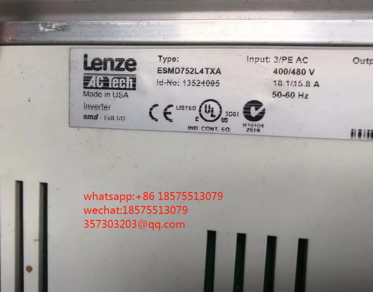 Inversor para LENZE ESMD752L4TXA, 7,5 kW, 1 pieza