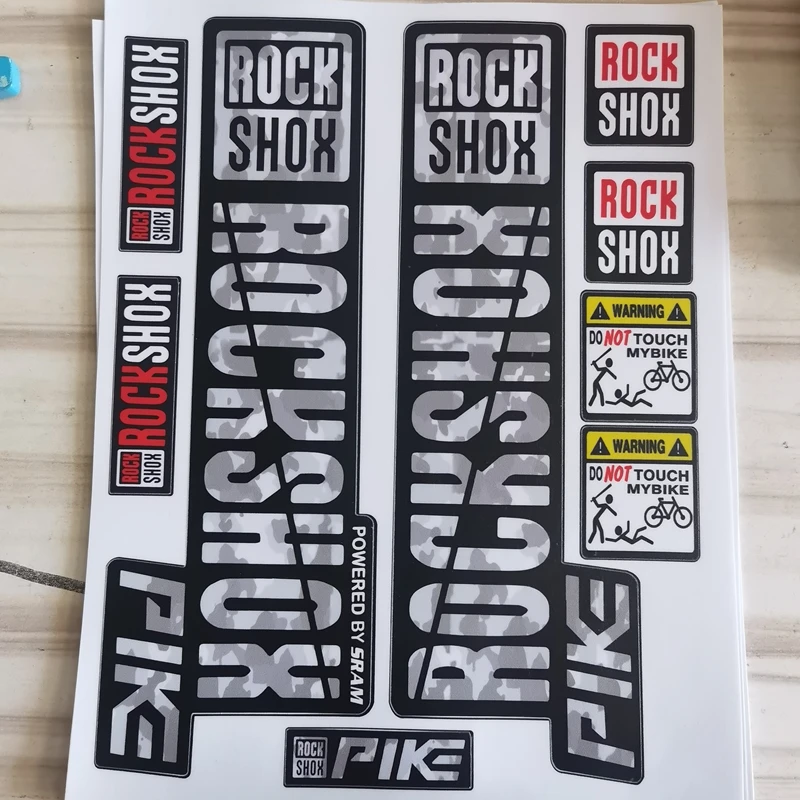1/2 مجموعات ملصقات الشوكة الأمامية مقاوم للماء الشارات المتغيرة اللون لامتصاص الصدمات الجبلية يناسب شوكة بايك SRAM