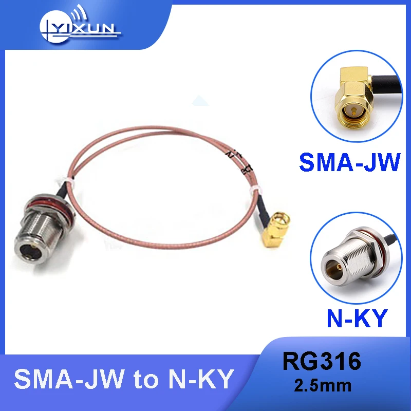 

Waterproof N Female to SMA Male Right Angle Coaxial Pigtail Jumper RG316 extend Cable N-KY O-ring Washer Bulkhead Mount Nut