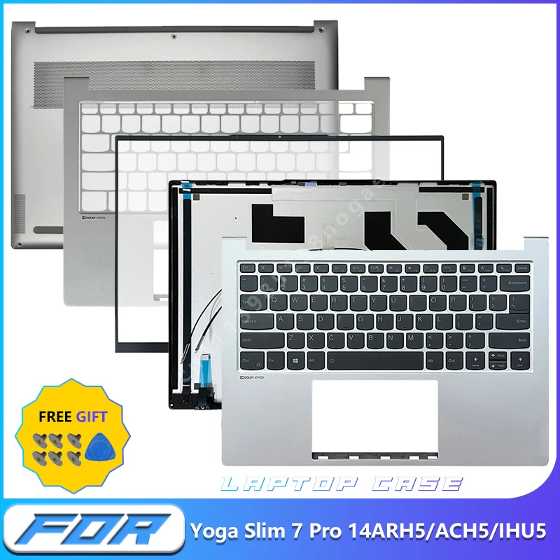 New Laptop LCD Back Cover Hinge Palmrest Bottom Case Keyboard For Yoga Slim 7 Pro 14ARH5 14ACH5 14IHU5 IdeaPad Pro 14 2021