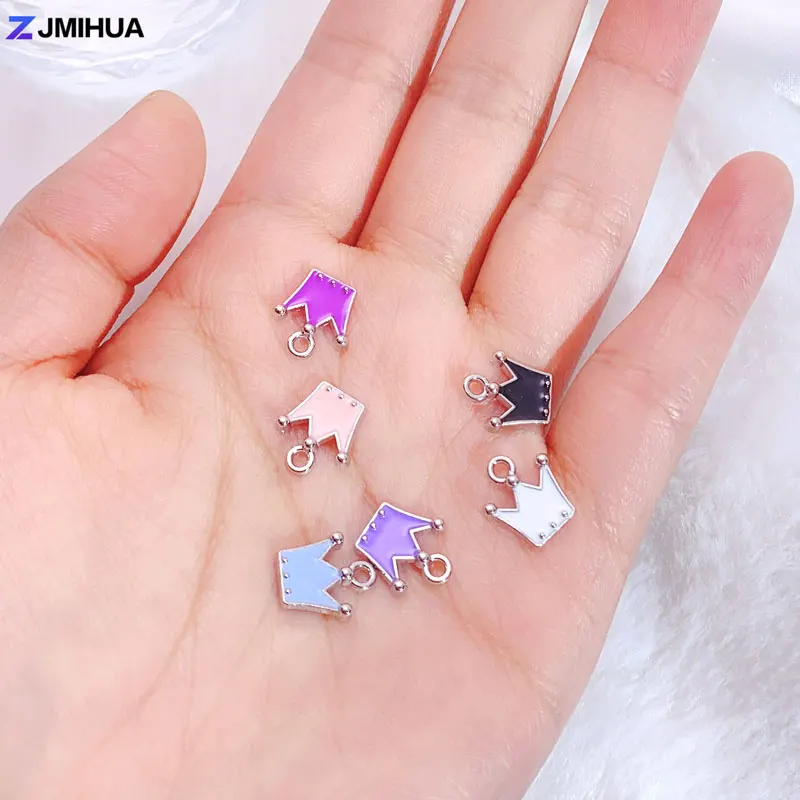 15pcs Enamel Crown Charms Pendants For Jewelry Making Supplies DIY Handmade Women Earrings Bracelets Findings Accessories