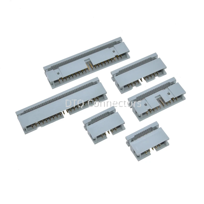 5PCS 2.54MM IDC Type Box Header Male Headers 6/810/14/16/18/20/30/34/40/50/60/64 PIN Connector for 1.27mm Pitch Flat Cable