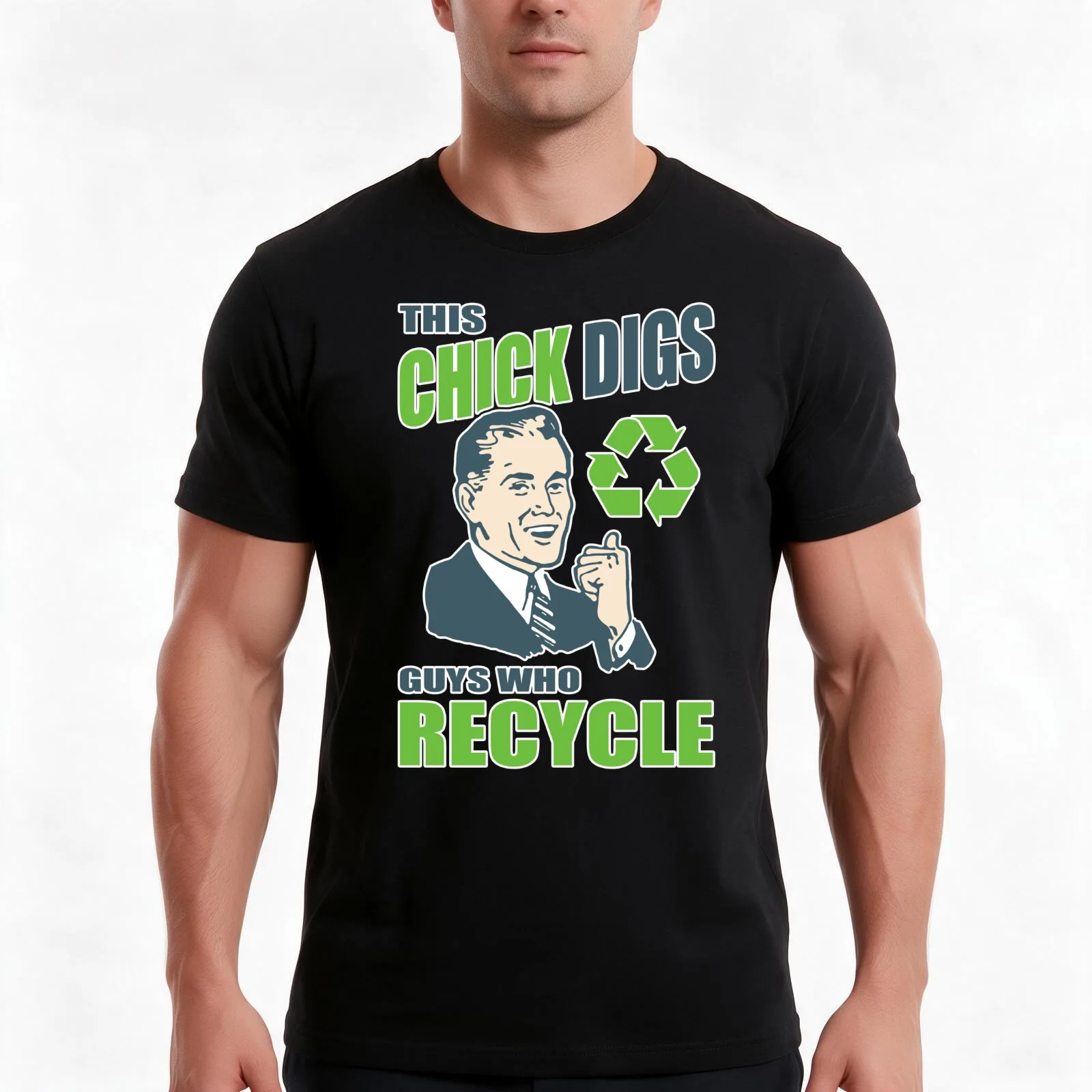 This Chick Digs Guys Who Recycle T-Shirt Summer Casual Cotton Tee Oversized Streetwear Tops Vintage Graphic Print