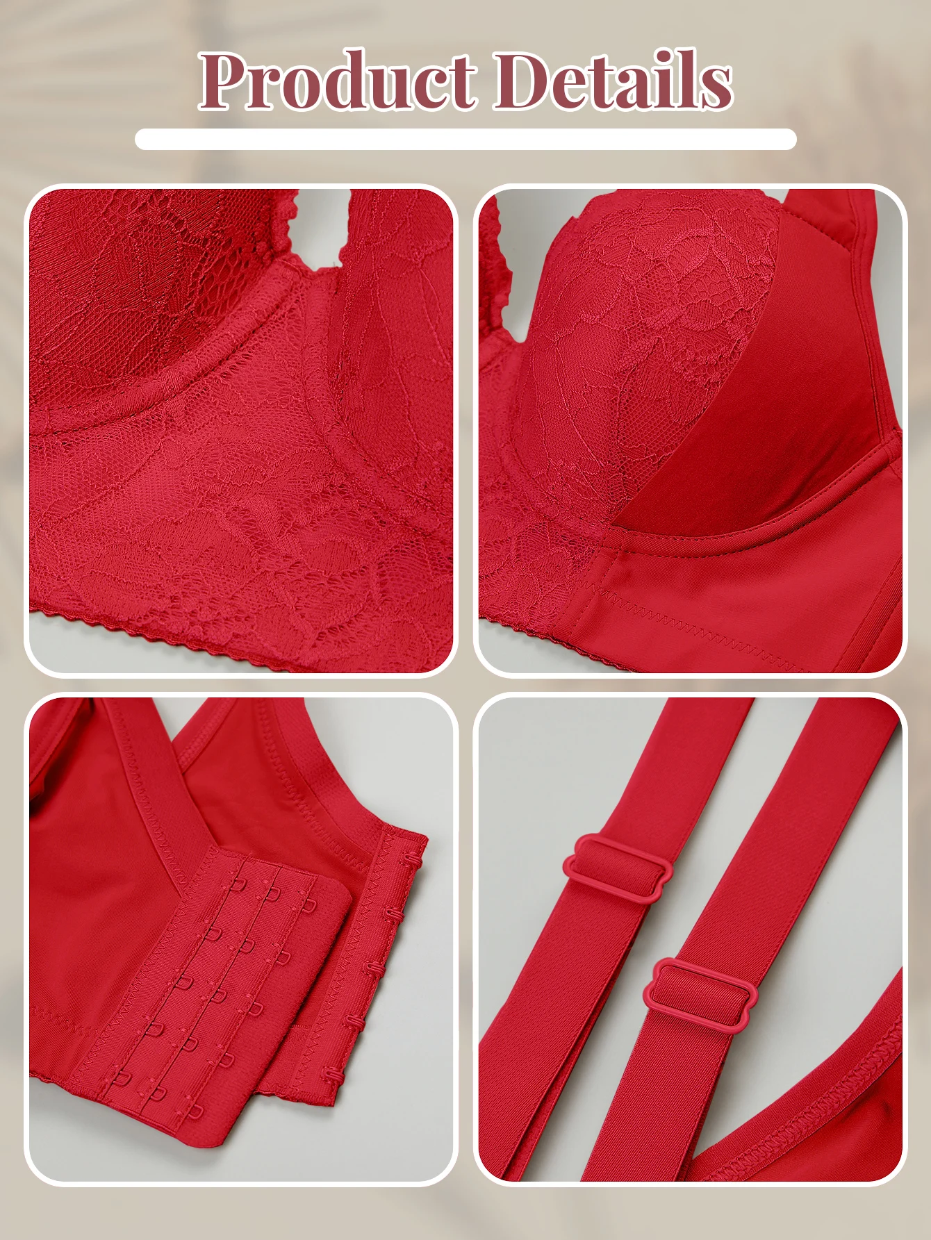 Lingerie da donna sexy in pizzo con molteplici opzioni di colore, comodo reggiseno push-up con ferretto da indossare ogni giorno