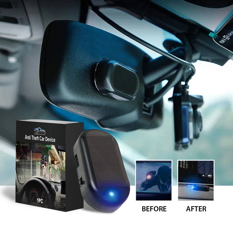Global Version Rayhong Car Anti-Theft Warning Light 1pc - Smart Light Sensing LED Flashing USB Powered 6.8×1.8×5.8cm