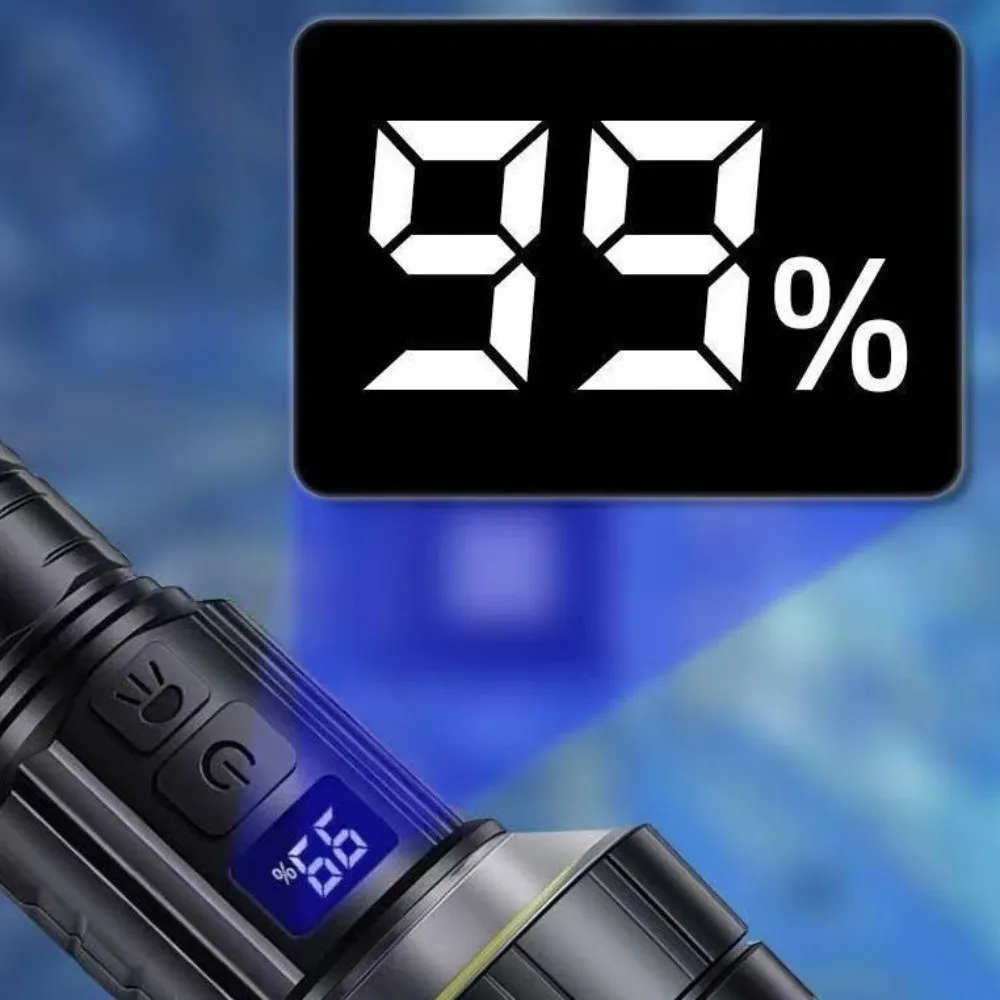 With Tripod Dual Side LED Flashlight Digital Display Side Light Rechargeable Camping Torch Long Range 10 Core