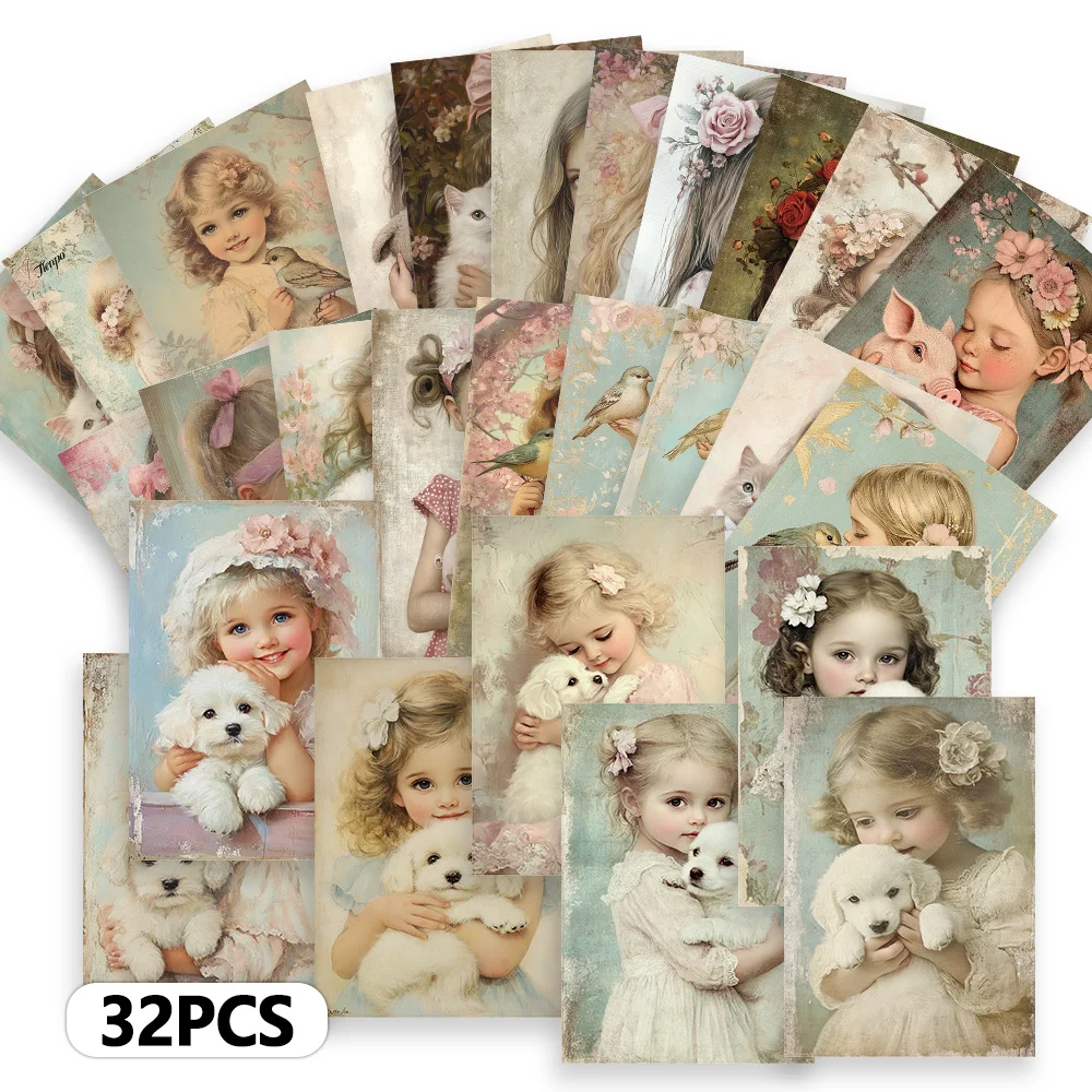 32 Stück, Postkarten im pastoralen Lolita-Stil, Dekorationen/Grußkarten/Postkarten, hochpräziser Druck, sammelbar und per Post verschickbar