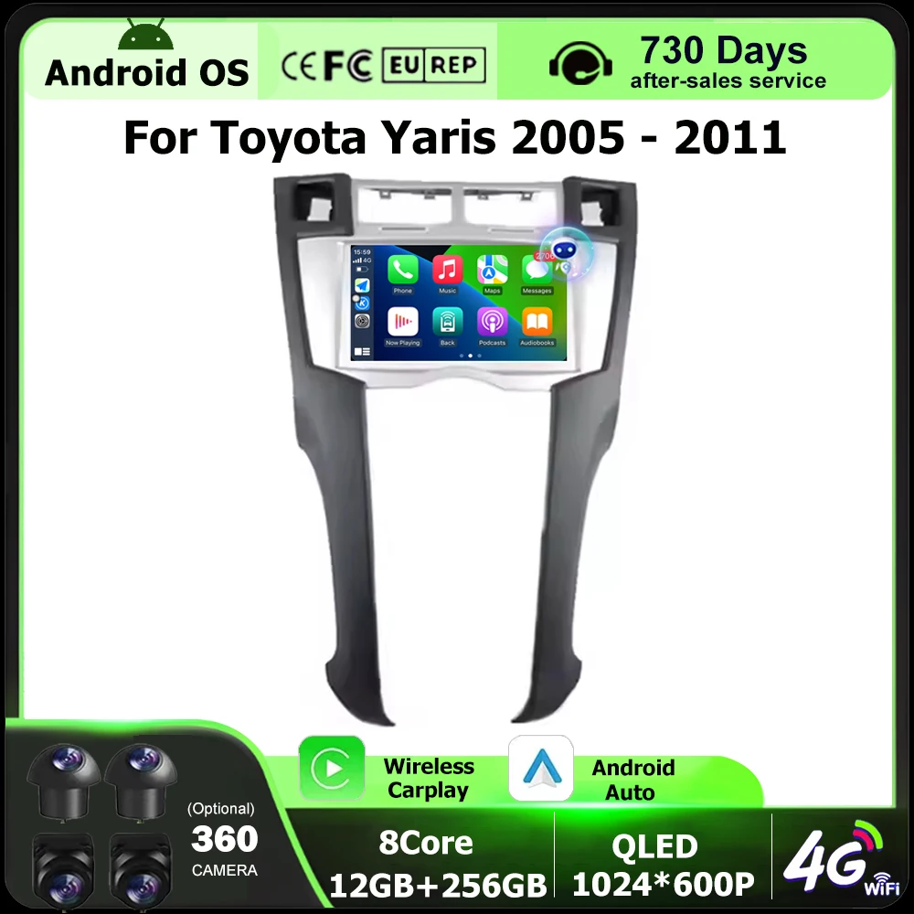 

7 Inch For Toyota Yaris 2005 2006 2007 - 2011 Android Auto Car Radio Navigation GPS Multimedia Player 4G WIFI Carplay Bluetooth