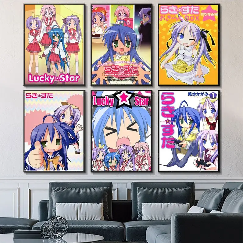 Lucky Star Anime Posters Sticky Vintage Room Bar Cafe Decor Room Wall Decor