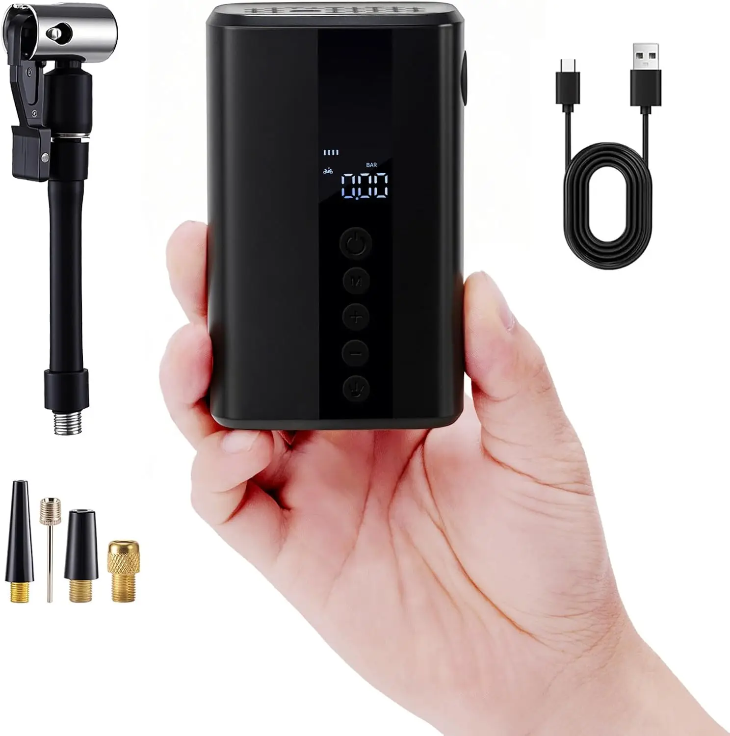 

Mini Tire Inflator Pump,130PSI Electric Cycle Air Pump Bike Tire Pump Schrader Valve for Road Bike, Motorcycle, E-Bike and Ball