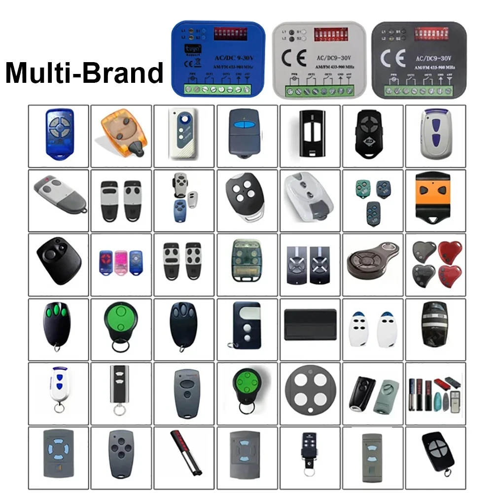 433 a 900 Mhz Gate Garage Door Receiver Module AC DC 9-30V 85-250V Controller Fixed Rolling Code 433.92mhz Remote