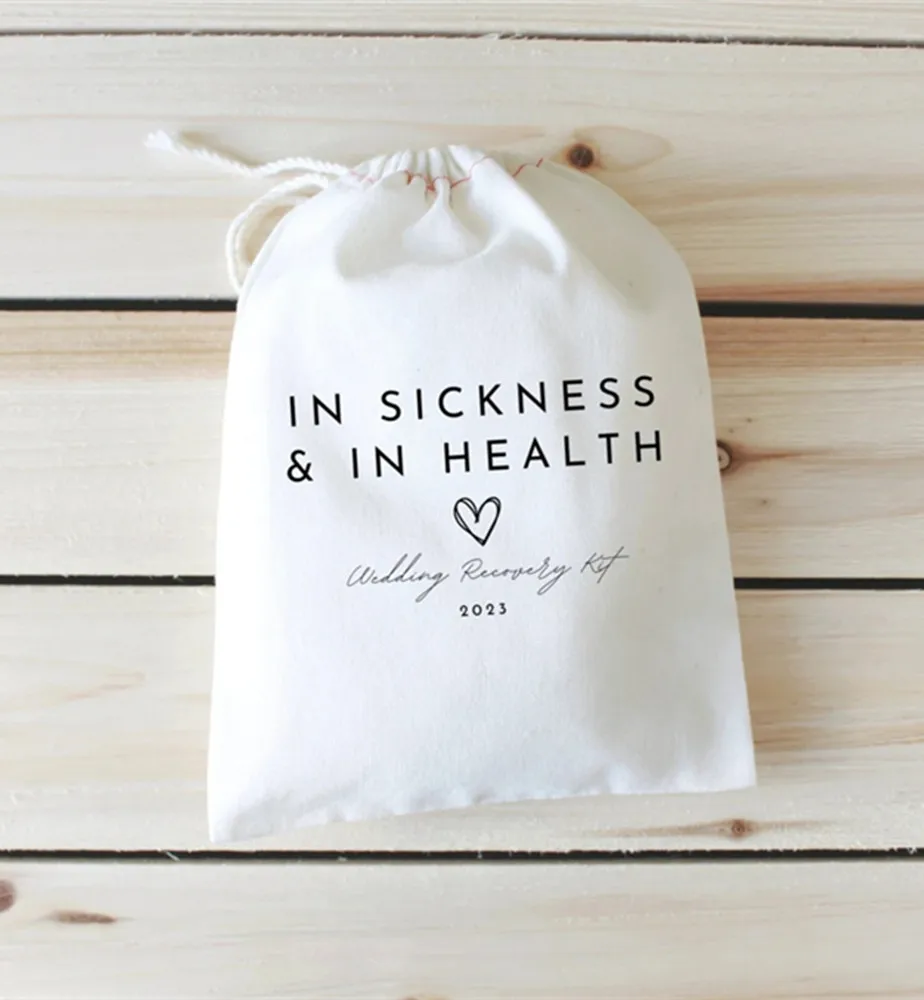 20pcs In Sickness & In Health, Wedding Recovery Kit, Wedding Hangover Kits, Wedding Hangover Kit Bags, Wedding Guest Favors