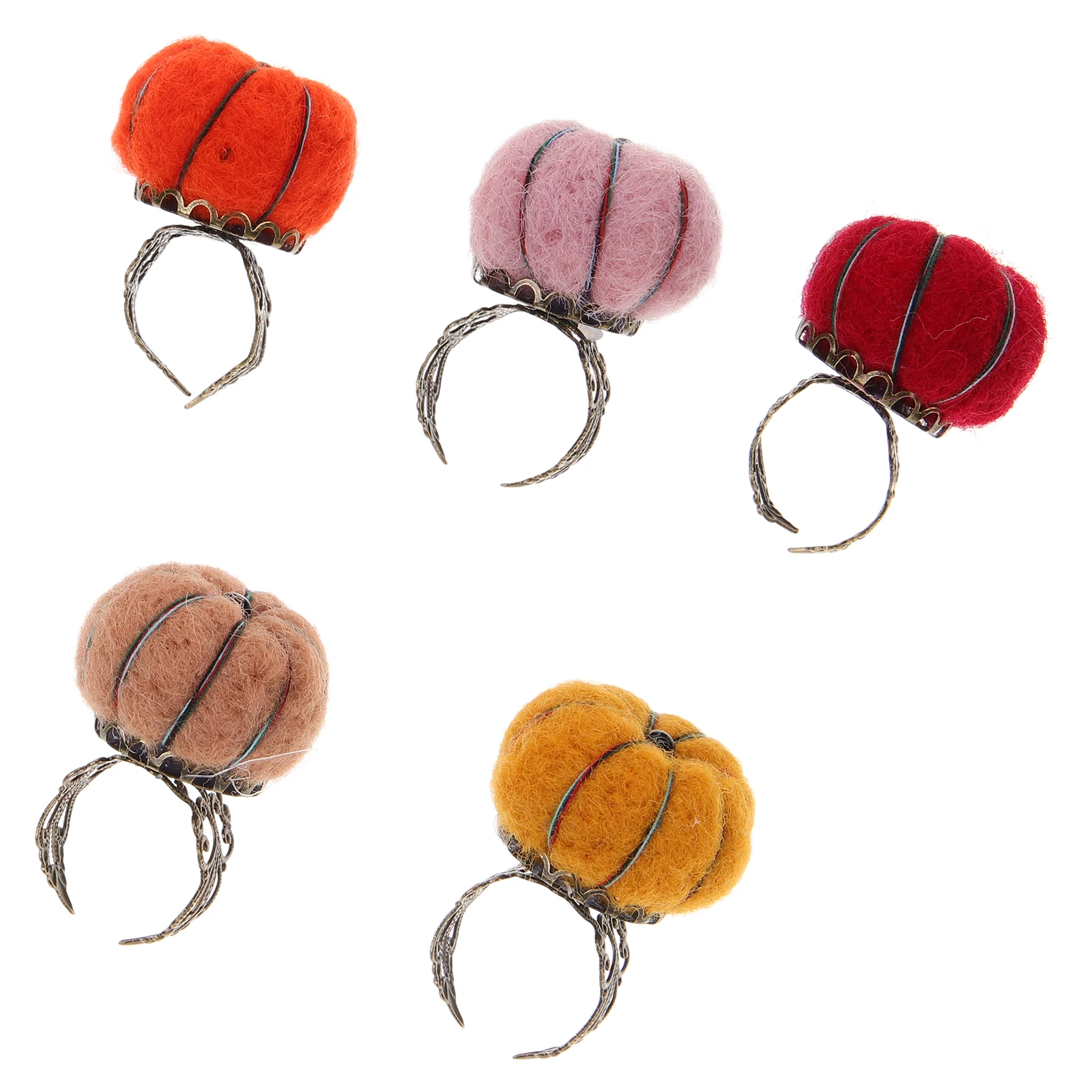 

1 Set Adjustable Sewing Pin Cushion Pumpkin Finger Ring Needle Holder Compact Sewing Tool