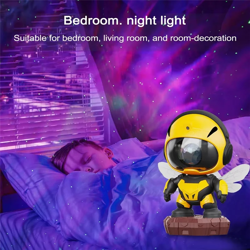 ABSS-Starry Night Light Bee Astronaut Projector Projector With Remote Timed For Kids Room Decor