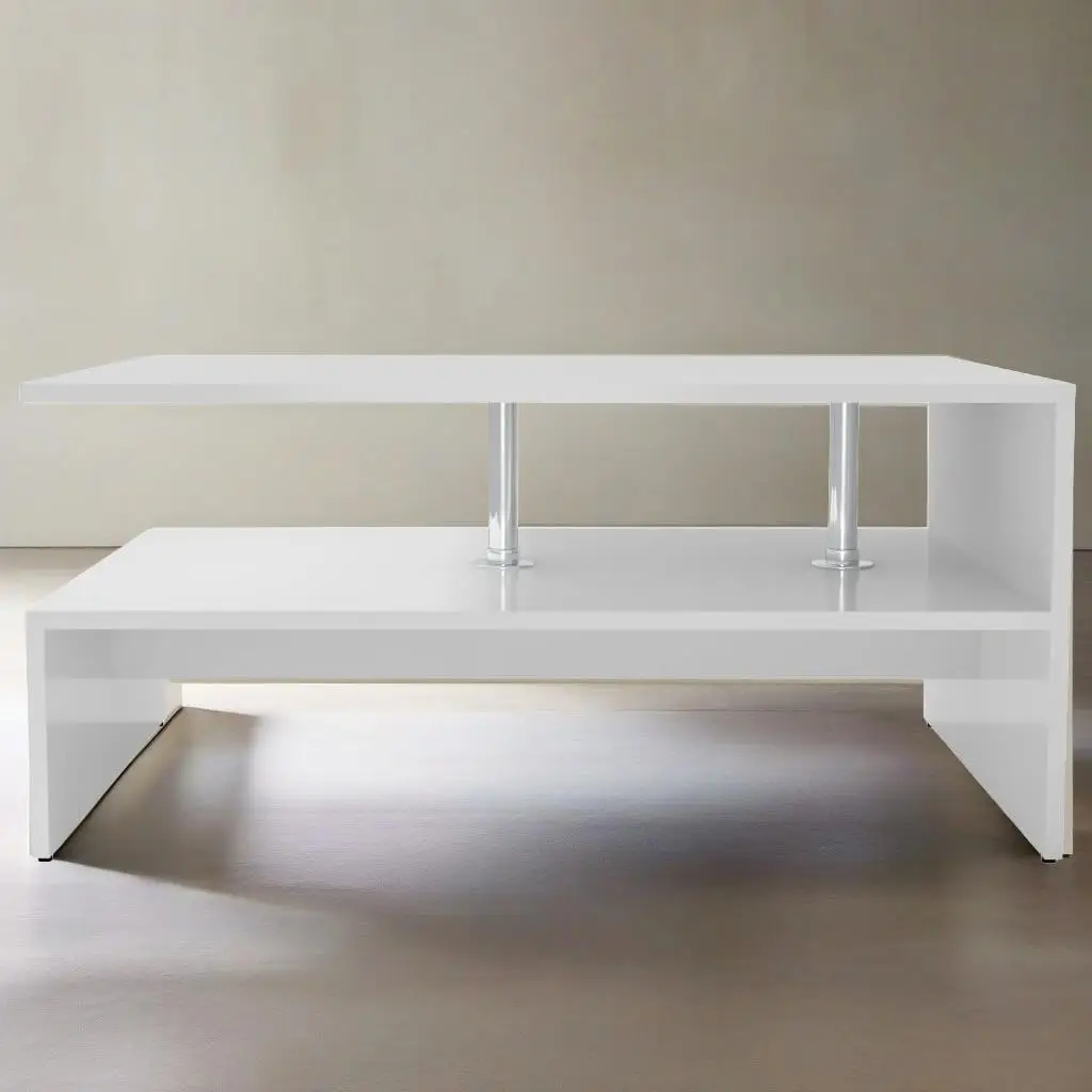 Mesa de centro blanca moderna de madera de ingeniería 35,4x23,2x16,5 - Muebles de salón elegantes