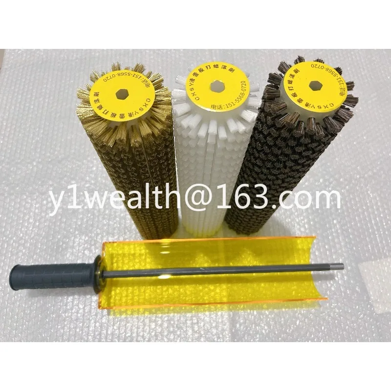 Snowboard waxing roller , polishing roller brush, snowboard waxing set, nylon brush horse hair , copper wire