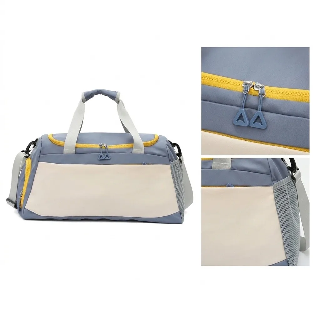 Modern Gym Duffel Bag 50 x 23 x 27 cm with Wet Dry Compartment Shoe Pocket and Multiple Carry Options Nylon Fabric