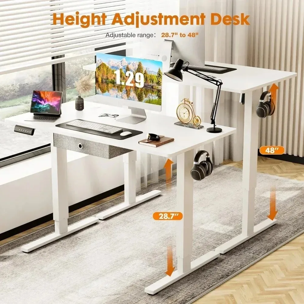 Electric Standing  with Drawer 48 x 24 Inches Stand up Desk with Storage Height Adjustable Desk Sit Stand Desk Black Frame