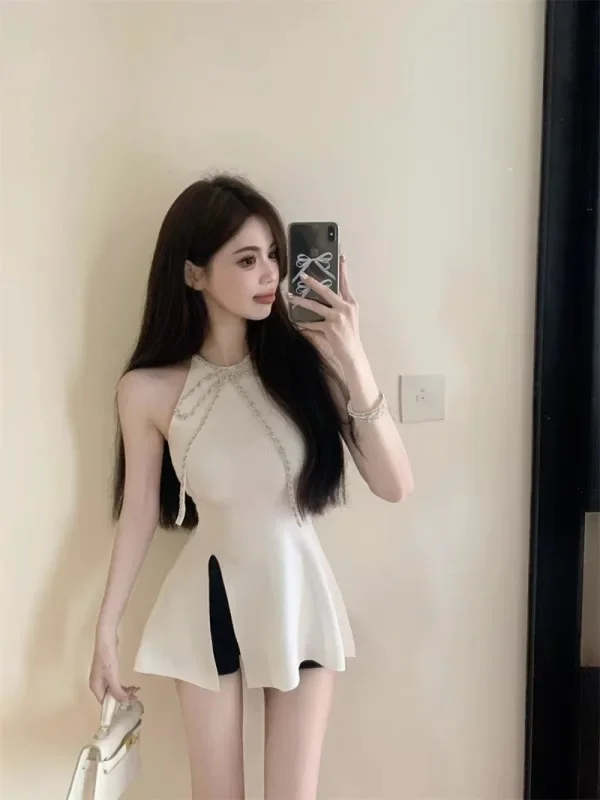 Bla Bow Diamond Embellished Women's Svel Crop Top Outerwear Slim Fit Summer Trendy Faion Bamboo Fiber