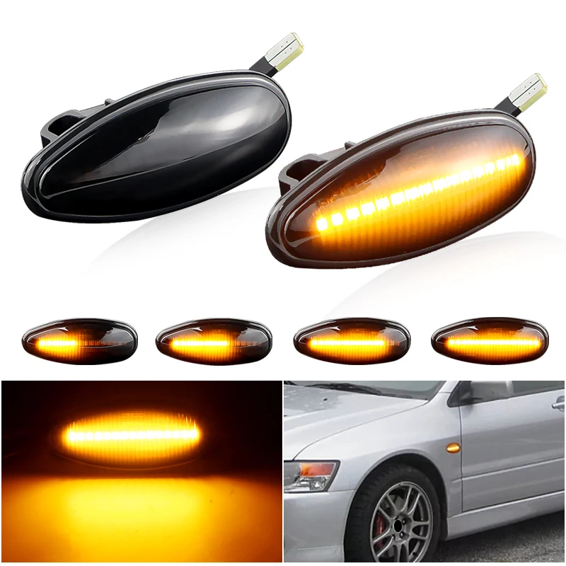 2x LED Dynamic Side Marker Lights Turn Signal Lamps For Mitsubishi Lancer 8 Montero 3 Pajero 3 Outlander 1 Delica 4 i Miev Space