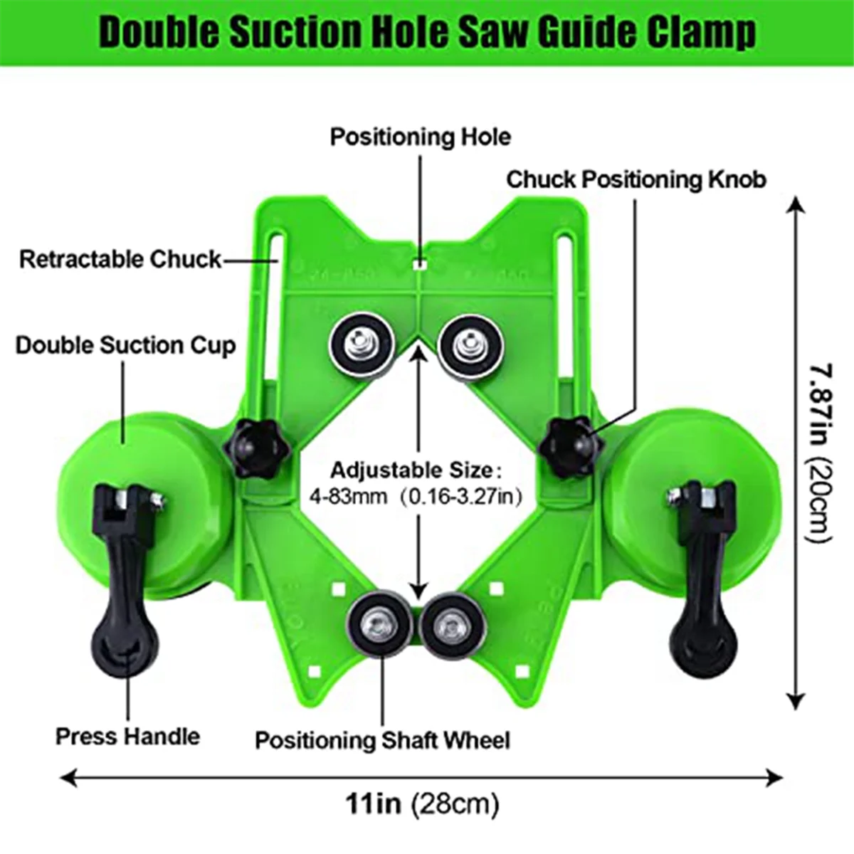 

ABJT Diamond Hole Saw Kit 17PCS Drill Bits Sets with Double Suction Cups Guide Jig Fixture From 4mm-83mm Hollow Drill Set