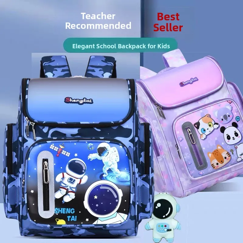 Waterproof Elementary School Backpack for Boys Camouflage Space Theme Children's Bookbag Rucksack Casual Minimalist Style