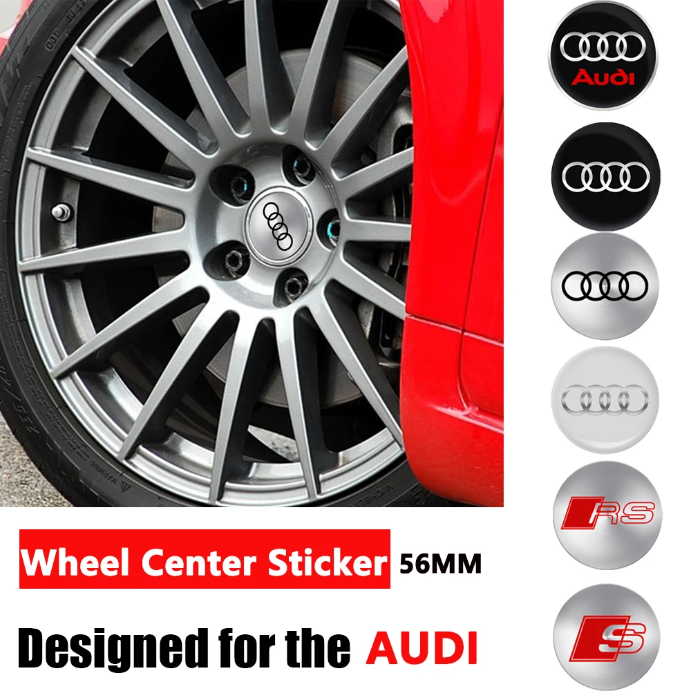 4er-Set 56MM Auto Radnabenkappen Aufkleber für Audi S RS Quattro Sline Q5 A7 8V A1 S4 Q3 B8 S6 Q8 B7 Q6 S7 C7 C6 Q4 Zubehör – Detail 1