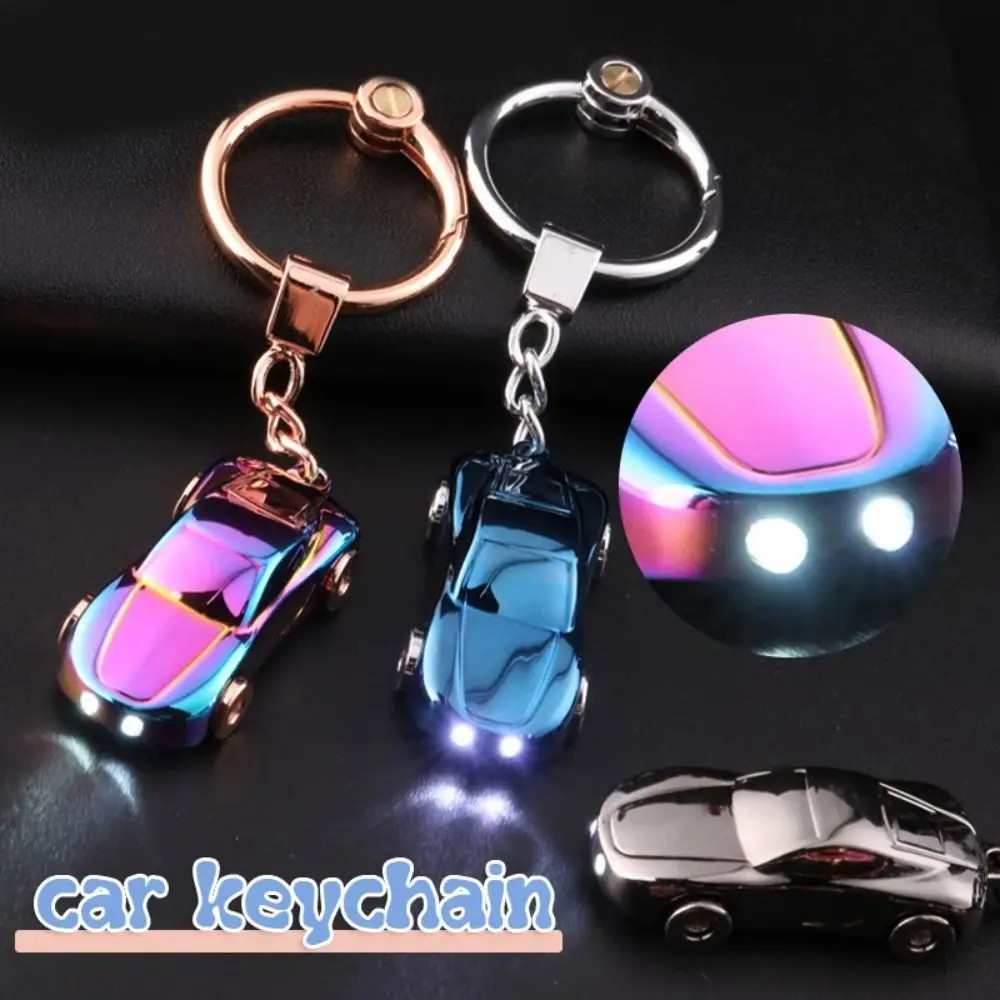 

Cute Alloy Car Shaped Keychain Luminous Bag Charm LED Light Key Chain with Gift Box Trinket Car Shaped Key Ring Bag Ornament