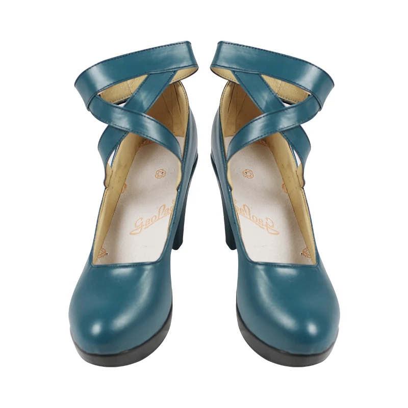 Anime Sailor Neptune/Kaiou Michiru Cosplay para mulheres, sapatos de festa de Halloween, sapatos de salto alto cosplay verde escuro
