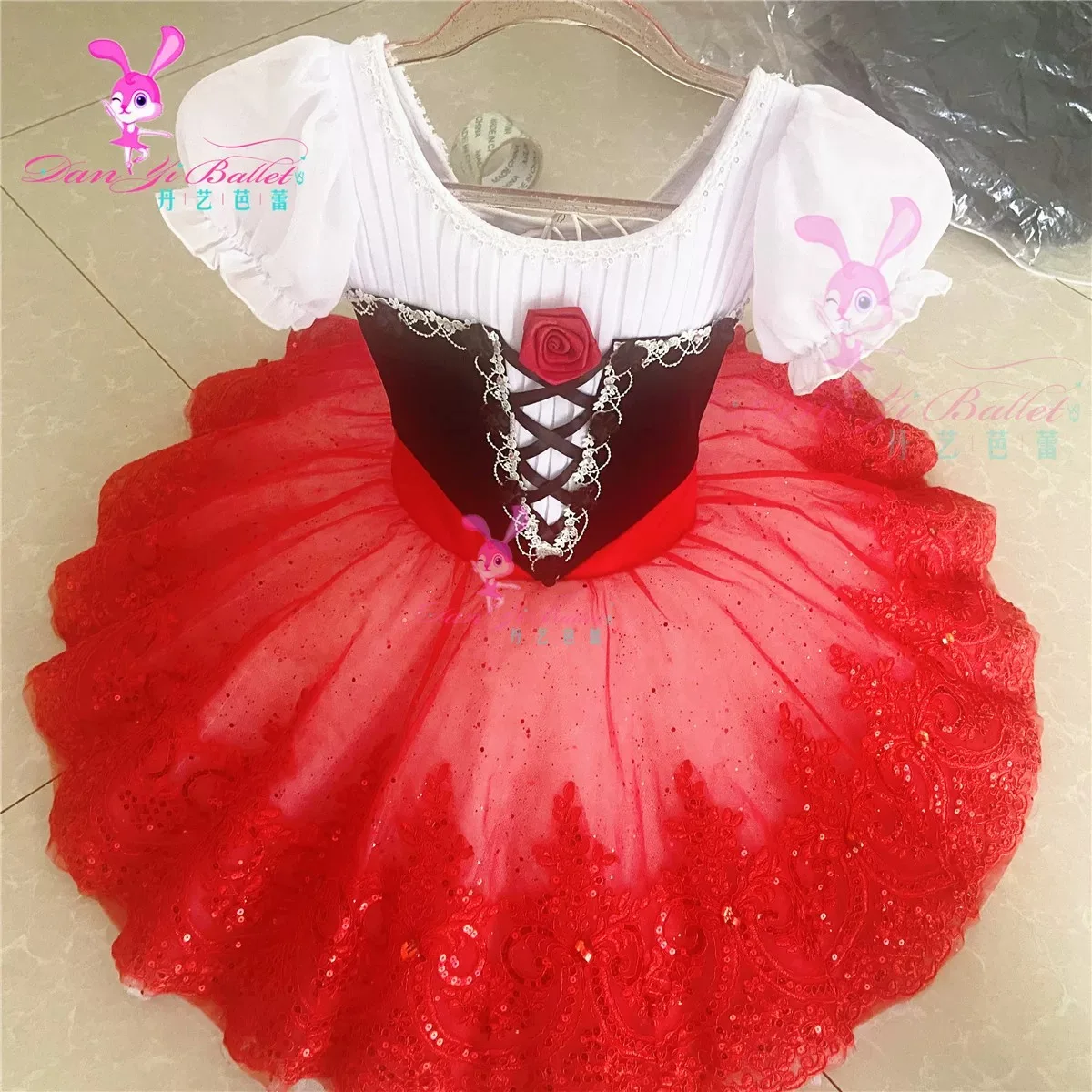 Danyi Dance Rabbit Professional Girls Ballet dress Red Little Red Riding Hood performance dress fluffy gauze skirt performance c