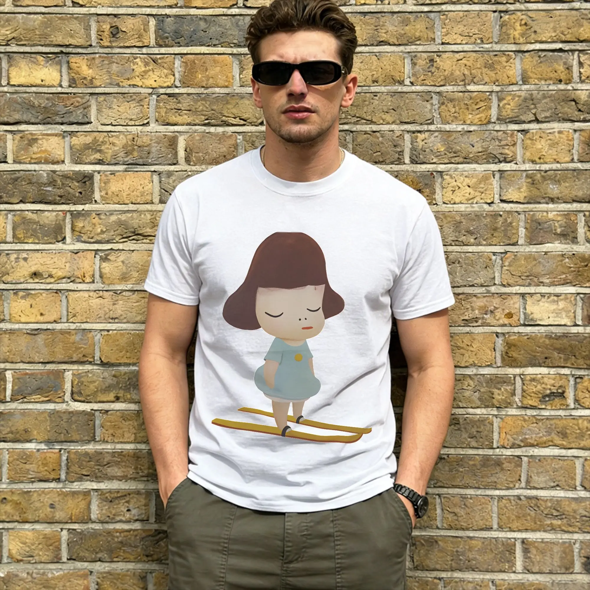 Yoshitomos Nara T Shirts for Men 100% Cotton Novelty T-Shirt O Neck  Tees Short Sleeve Clothing Summer