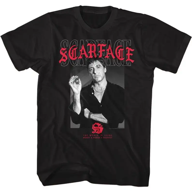 Scarface Text Layering 2 Black Adult T-Shirt