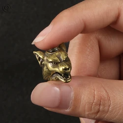 Animal Wolf Warriors Head Sculpture Brass Paracord Bead DIY Handmade Lanyard Pendant Jewelry Accessories EDC Outdoor Tool Charms