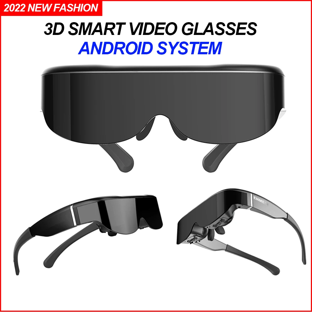 2022 Smart 3D Video Glasses Large 128GB  FOV HD Screen Head-mounted Display Immersive Games Movies Android System Smart Glasses