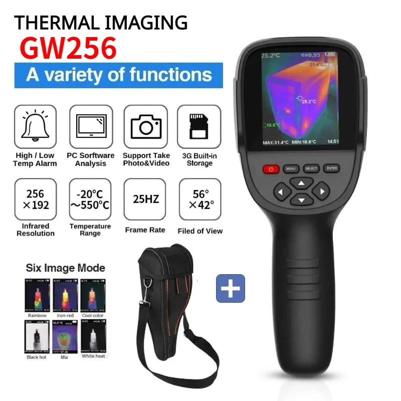 GW256 2023 New Thermal Imaging Camera for Water Pipe Leak and Power Electrical 256*192 Handheld Infrared Thermal Imager