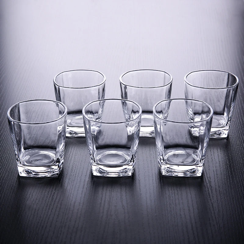 Wine Glasses Set of 6 Drinking Glass Mugs Coffee Cups Kitchen and Home Drinkware Transparent Water Bottle 6pcs Sets Square Glass