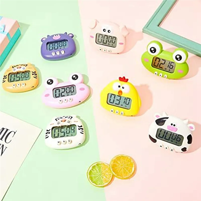 BHBL 8 Pieces Animal Timer Cartoon Digital Kitchen Timer Countdown Timer Magnetic Timer Visual Timer for Kitchen Classroom