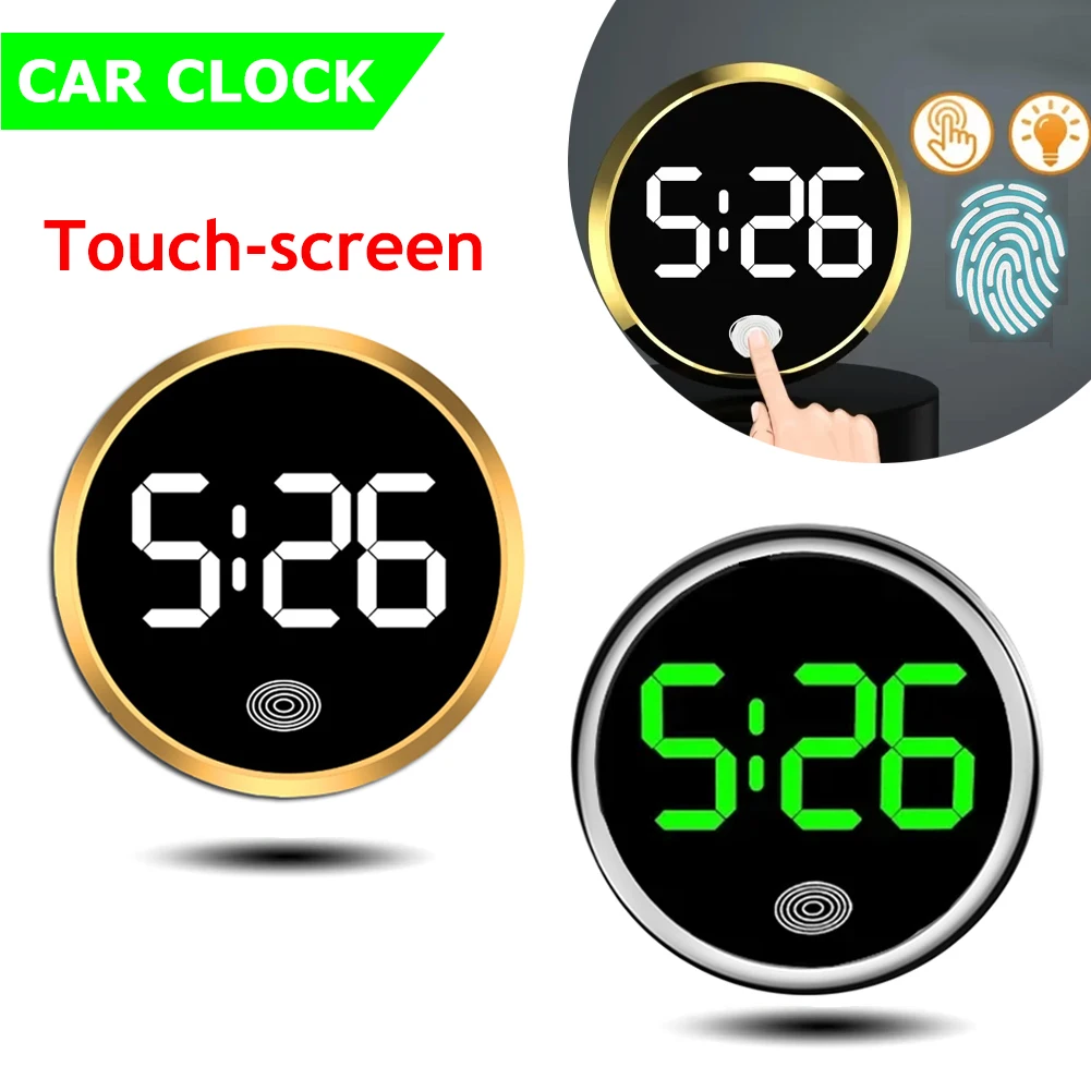 NEW Touch Type Car Clock Internal Stick-On Digital Quartz Watch Luminous Digital Clocks Alloy Electronic Watch Car Accessories