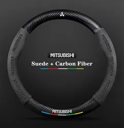 For Mitsubishi Outlander Pajero Asx Colt Lancer EX Evolution X L200 Triton RALLIART Car Suede Carbon fiber Steering Wheel Cover