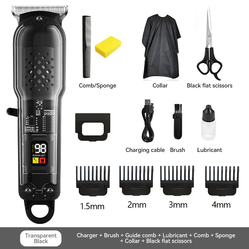 

Digital Display High Power Electric Hair Clipper Type-C Rechargeable Stainless Steel Blade Hair Trimmer