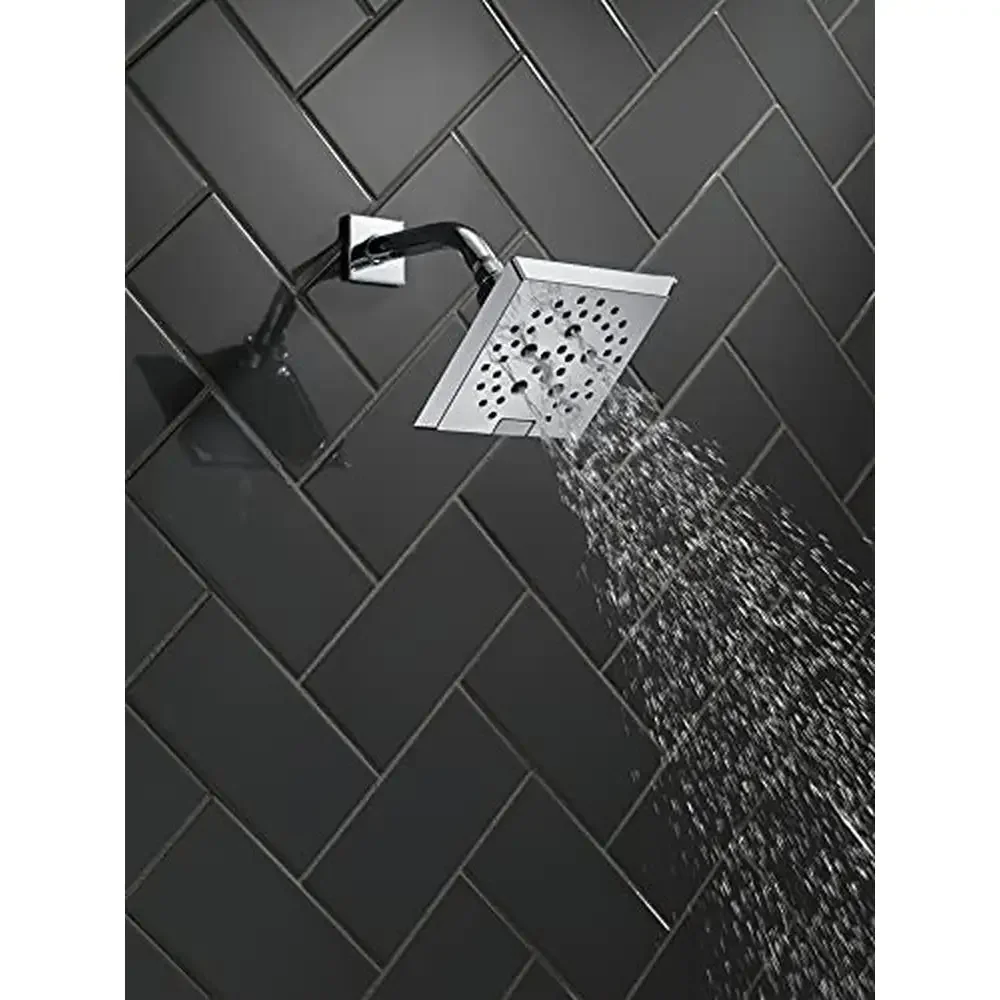 5-Spray H2Okinetic Raincan Shower Head Water Saving Square Chrome Showerhead PowerDrench Spray Easy to Clean 20% Less Water